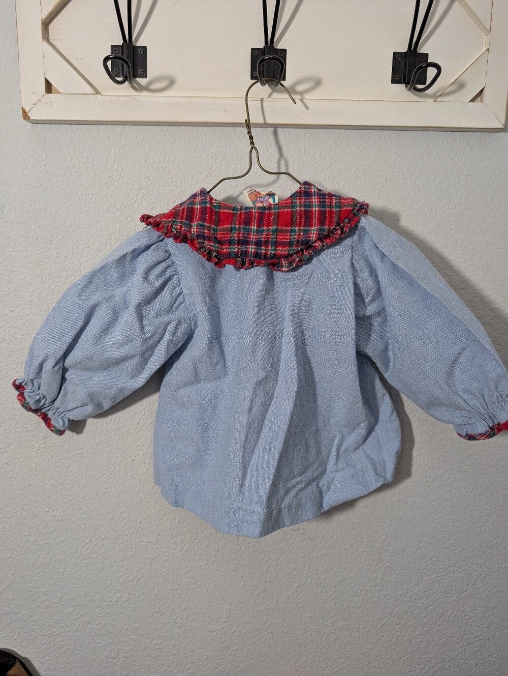 Vintage Mickey's Stuff Minnie and Mickey Art Plaid Collar Shirt Sz 12 mon - Picture 5 of 5